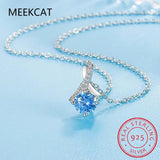 3.1ct Topaz Silver Fish Tail Pendant Necklace Gemstone Statement Jewelry