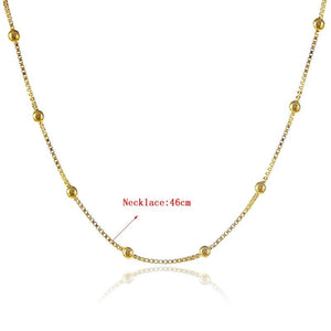 24K Necklace Plating Box Chain Beaded Short Chain for Woman