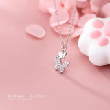 925 Silver Butterfly Necklace Clear CZ Pendant Women Fine Jewelry