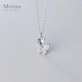 925 Silver Butterfly Necklace Clear CZ Pendant Women Fine Jewelry