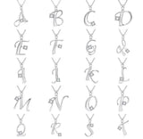 Silver Zircon Alphabet Pendant Necklace Long Chain Wedding Jewelry