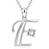 Silver Zircon Alphabet Pendant Necklace Long Chain Wedding Jewelry