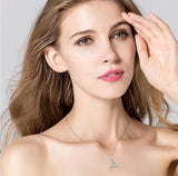 Silver Zircon Alphabet Pendant Necklace Long Chain Wedding Jewelry
