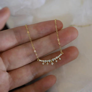 925 Silver Crown Pendant Necklace Crystal Clavicle Chain Women Jewelry