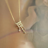 Vintage Tassel Zircon Pendant Necklace 14K S925 Silver Plated