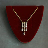Vintage Tassel Zircon Pendant Necklace 14K S925 Silver Plated