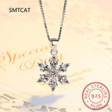 Moissanite Snowflake Pendant Necklace 925 Sterling Silver