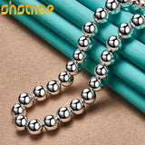 925 Silver 8mm Beads Ball Chain Necklace For Men Women Party Wedding