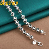 925 Silver 8mm Beads Ball Chain Necklace For Men Women Party Wedding
