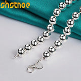 925 Silver 8mm Beads Ball Chain Necklace For Men Women Party Wedding