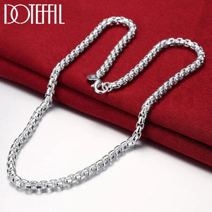 925 Silver 5mm Round Box Chain Necklace 18/20/24 Inch for Wedding Engagement
