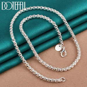 925 Silver 5mm Round Box Chain Necklace 18/20/24 Inch for Wedding Engagement