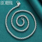 925 Silver 5mm Round Box Chain Necklace 18/20/24 Inch for Wedding Engagement