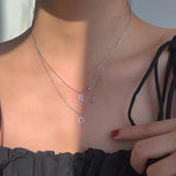 925 Silver Letter Necklace Zircon Pendant Collar Chain Women's Jewelry