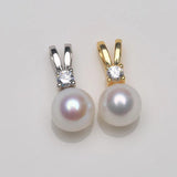 Freshwater Pearl Pendant 925 Silver Zircon Inlaid, 7-8mm