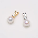 Freshwater Pearl Pendant 925 Silver Zircon Inlaid, 7-8mm