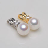 Freshwater Pearl Pendant 925 Silver Zircon Inlaid, 7-8mm