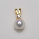 Freshwater Pearl Pendant 925 Silver Zircon Inlaid, 7-8mm