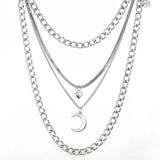 4pcs/Set Layer Moon Pendant Necklace Chains Gothic Jewelry Women Female Chocker