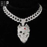 Hip Hop Exaggerate Face Pendant with Cuban Chain Iced Out