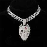 Hip Hop Exaggerate Face Pendant with Cuban Chain Iced Out