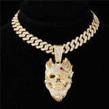 Hip Hop Exaggerate Face Pendant with Cuban Chain Iced Out