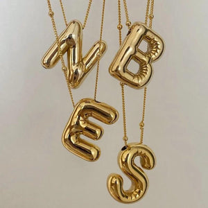 Copper Chunky Alphabet Letter Pendant Necklace for Women