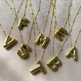 Copper Chunky Alphabet Letter Pendant Necklace for Women
