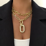 Big Double Layer Metal Chain Choker Necklace Hip Hop Punk CCB Pendant Jewelry