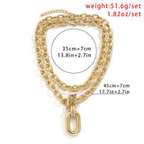 Big Double Layer Metal Chain Choker Necklace Hip Hop Punk CCB Pendant Jewelry