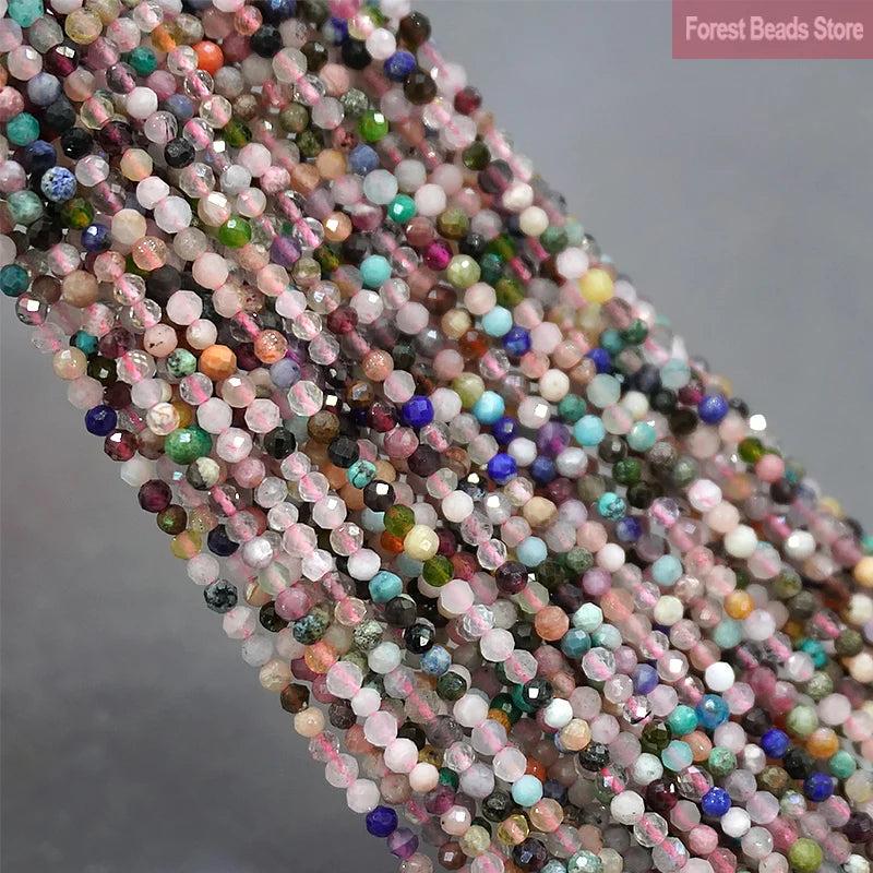 Faceted Pink Multicolor Jaspers Round Loose Beads 15'' 2mm/3mm