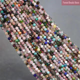 Faceted Pink Multicolor Jaspers Round Loose Beads 15'' 2mm/3mm