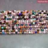Faceted Pink Multicolor Jaspers Round Loose Beads 15'' 2mm/3mm
