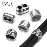 4pcs Stainless Steel Double Hole Beads 5mm 4mm Leather Cord Bracelet Spacer