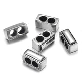 4pcs Stainless Steel Double Hole Beads 5mm 4mm Leather Cord Bracelet Spacer