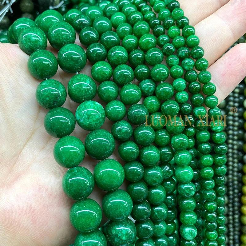 Green Chalcedony Round Space Beads for Jewelry Making Diy