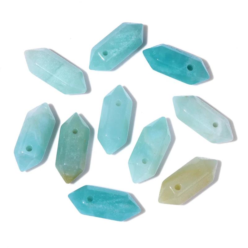 Labradorite Stone Hexagonal Column Pendant Beads