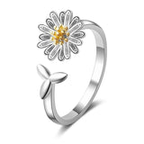 925 Silver Daisy Flowers Opening Ring For Women Wedding Party