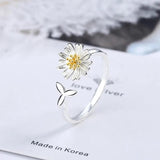 925 Silver Daisy Flowers Opening Ring For Women Wedding Party