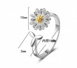 925 Silver Daisy Flowers Opening Ring For Women Wedding Party