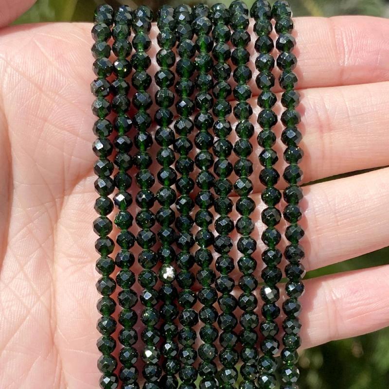 Green Sandstone Round Spacer Stone Beads for Jewelry Making 2 3 4mm