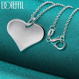 925 Silver Heart Tag Pendant Necklace 18 inch Chain for Women