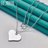 925 Silver Heart Tag Pendant Necklace 18 inch Chain for Women