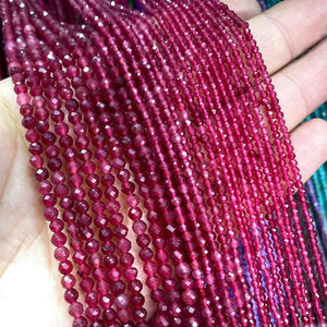 Faceted Ruby Red Chalcedony Round Loose Spacer Beads 2MM 3MM 4MM