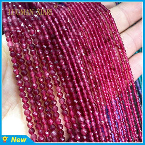 Faceted Ruby Red Chalcedony Round Loose Spacer Beads 2MM 3MM 4MM