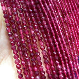 Faceted Ruby Red Chalcedony Round Loose Spacer Beads 2MM 3MM 4MM