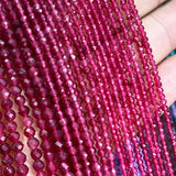 Faceted Ruby Red Chalcedony Round Loose Spacer Beads 2MM 3MM 4MM