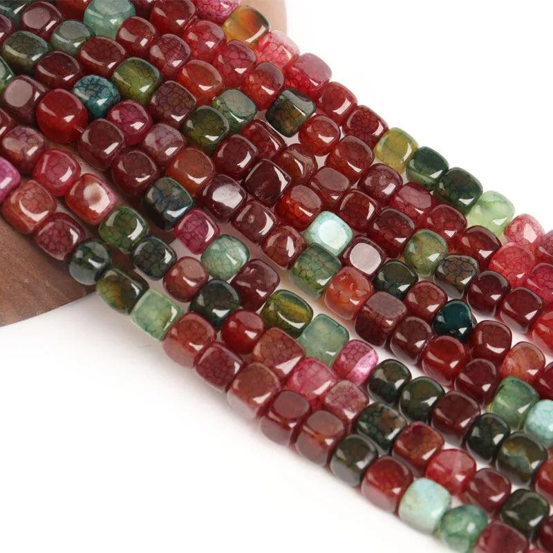 Tourmaline Natural Stone Agate Cube Beads 8x8mm