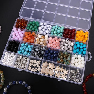 8mm Round Beads Bracelet Kit - Marble Loose Beads - Turquoise Turtle Star