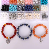 8mm Round Beads Bracelet Kit - Marble Loose Beads - Turquoise Turtle Star